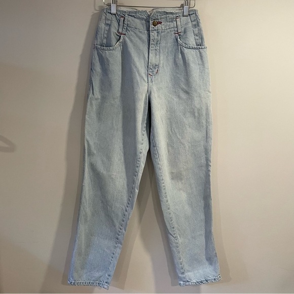𝅺Vintage 30/30 Buffalo Light Wash Relaxed Denim High Waist Wide Leg 80s 90s - Picture 2 of 13